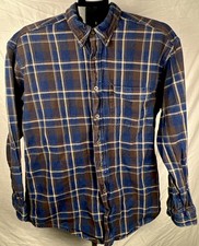 L.L. Bean Freeport Maine Blue Flannel USA Made Size L Vintage