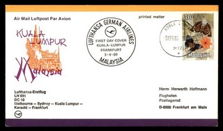 Mayfairstamps Malaysia 1980 Lufthansa LH 691 DC 10 First Flight Cover dda_12155