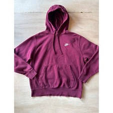Nike Sportswear Club Fleece Burgundy Pullover Hoodie Mens L Embroidered Logo