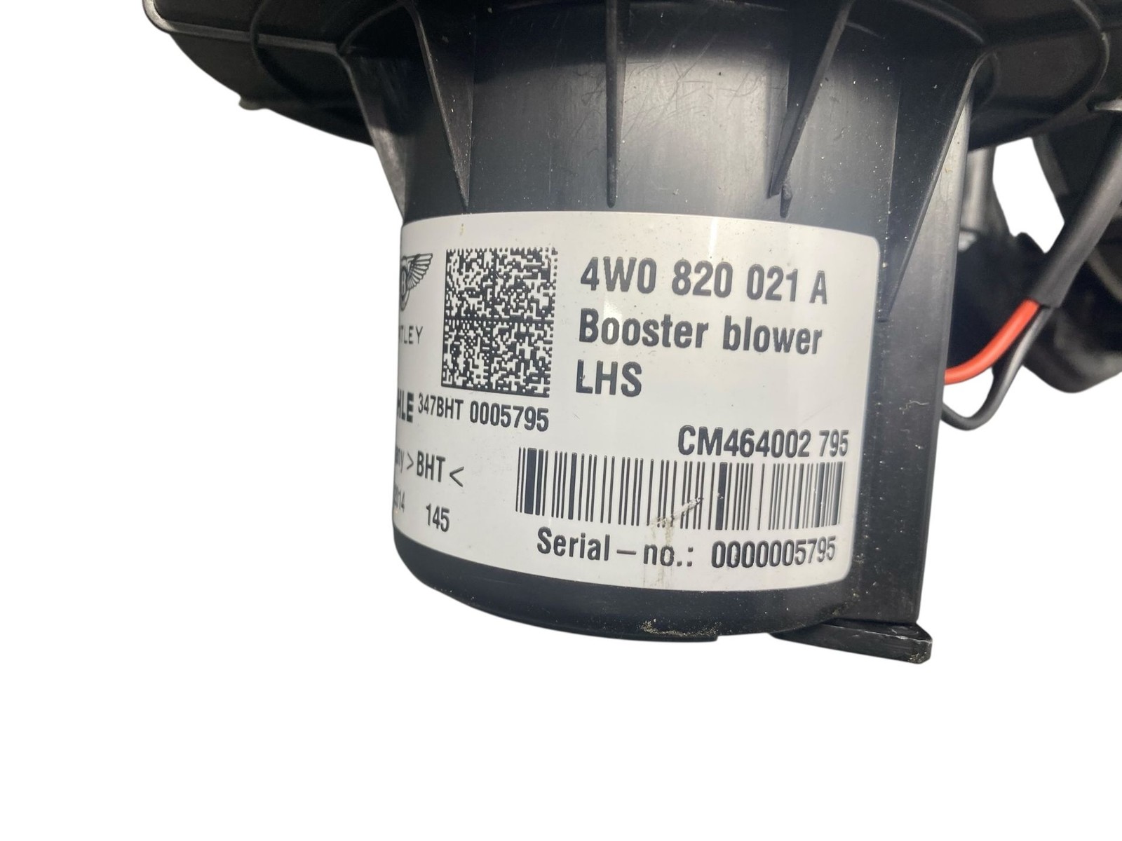 2013-2019 BENTLEY FLYING SPUR 4W 223B REAR LH AIR BOOSTER BLOWER MOTOR W/REISTOR