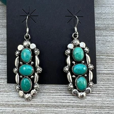 Kingman turquoise dangle earrings sterling silver turquoise Emerson Delgarito 4