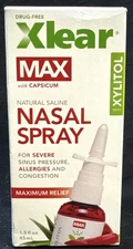 xlear drug free max nasal spray 1.5oz exp 01:2026