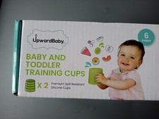 UpwardBaby Baby and Todddler Training cups 2 Green Silicone Spill Resistant
