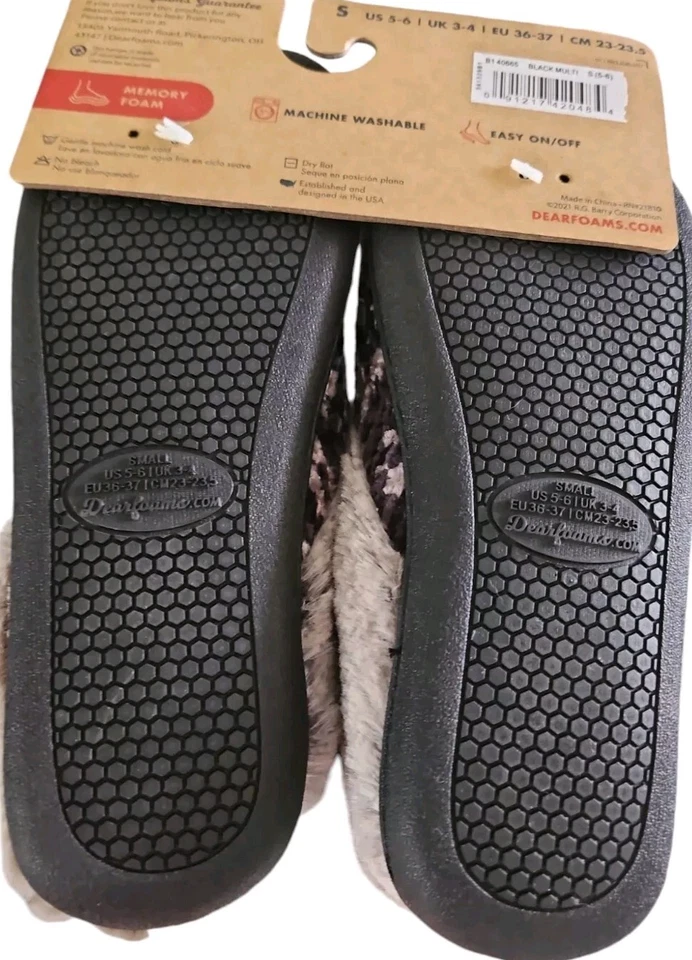 Zapatillas para mujer Dearfoams de espuma viscoelástica talla S 5-6 negras multi polar antideslizantes Foto 4 de 4