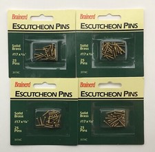 100 NIB 3/8" X 17 SOLID BRASS ESCUTCHEON PINS / BRAD NAILS ROUND DOME / HEAD