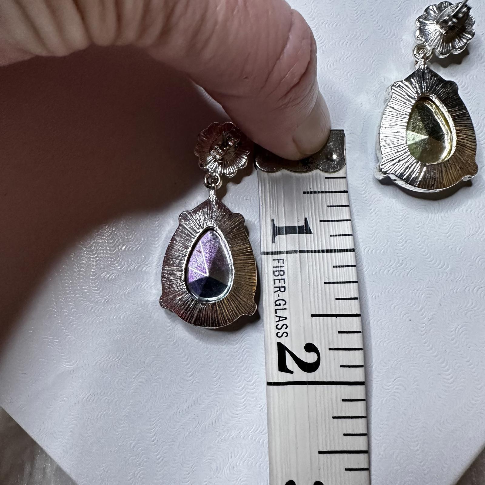 Iridescent Rhinestone Teardrop Statement Earrings… - image 7