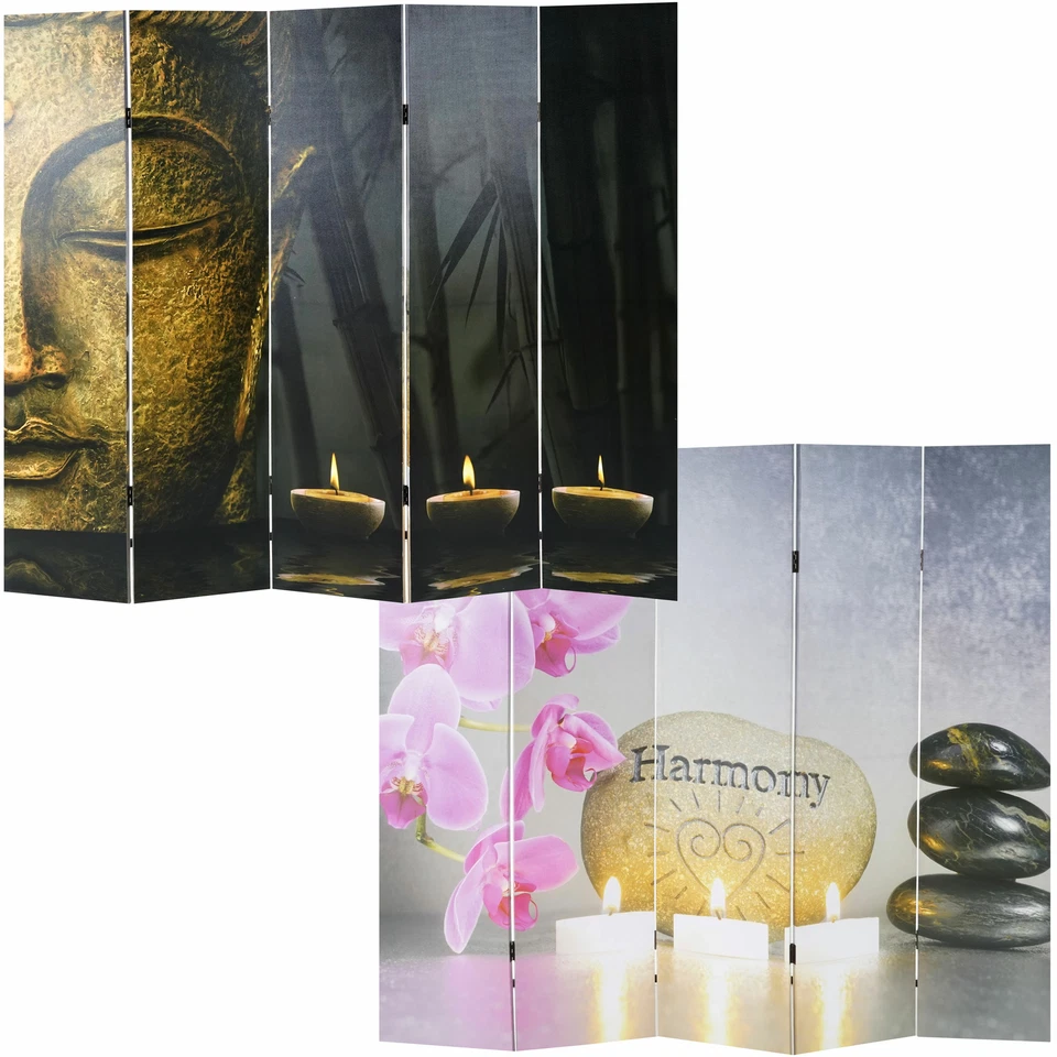 Foto-Paravent Buddha, Paravent Raumteiler Trennwand 180x160/200cm