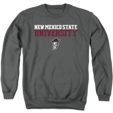 New Mexico State Adult Crewneck Sweatshirt Stacked, Charcoal, S-3XL