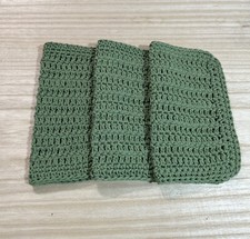 HANDMADE SET OF 3 CROCHET COTTON DISH CLOTHS OR WASH CLOTHS 8.5x8.5 INCHES NEW 