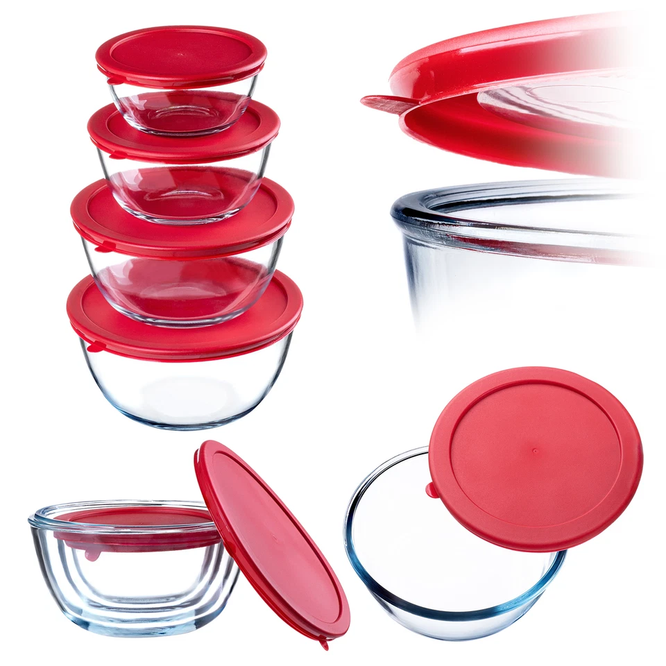 KADAX 4-er Set Glasschüssel mit Deckel, Transparente Glasbehälter - Bild 3 von 4