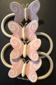 Pottery Barn Pink And White Butterfly Curtain Tie Backs Set Of 4