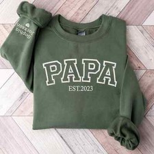 Custom Embroidered Papa Sweatshirt Personalized Papa Sweatshirt With Date  Name