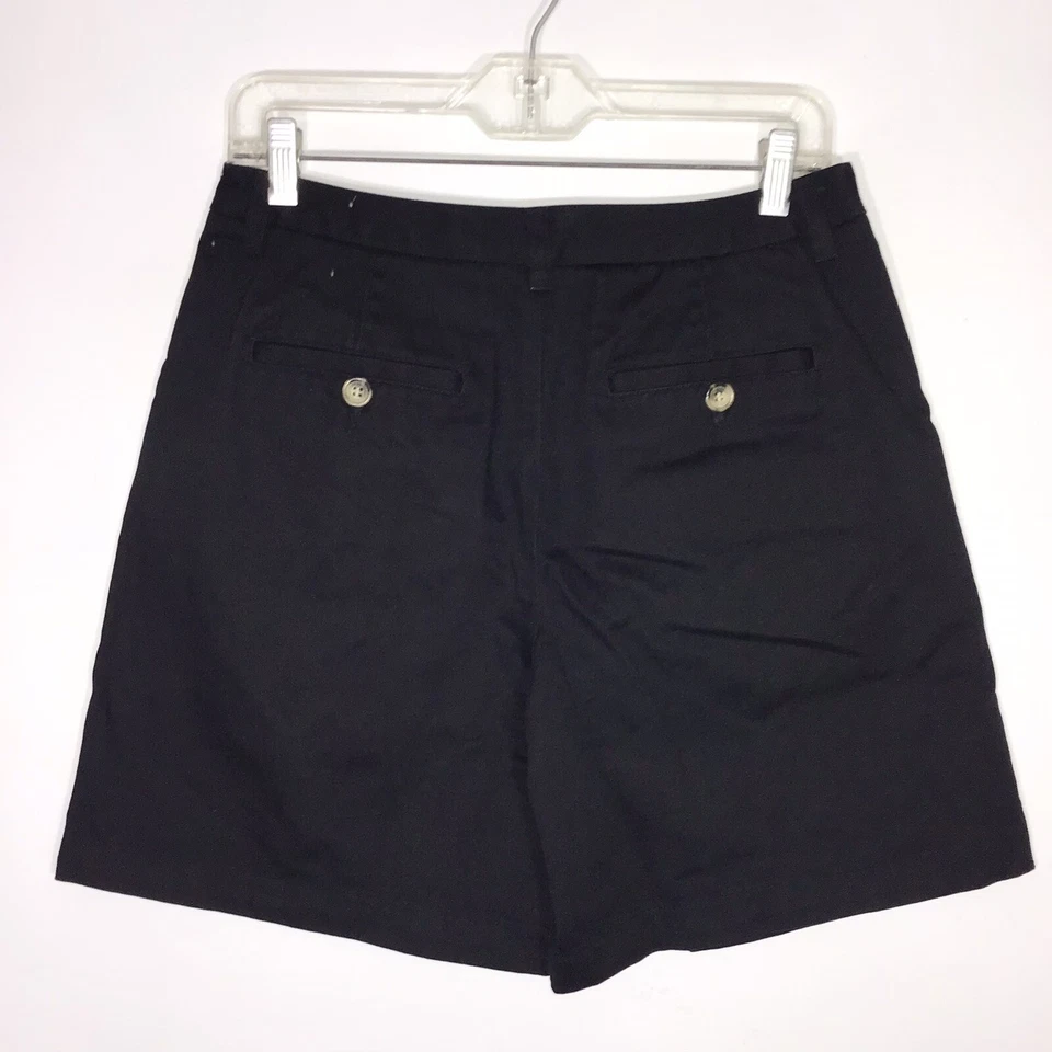 Liz Claiborne Audra Black Chino Shorts Womens Size 6 Cotton Pleated Front Zipper - Image 2 of 4