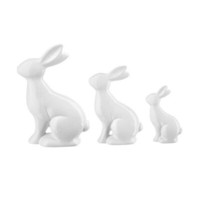 3Er Osterhasen Set Keramik 26Cm Weiß Stehend Dekofigur Dekohase Osterdeko