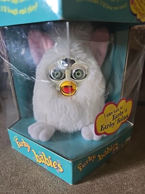 Tiger 70-940 Furby Babies 1999 White in Color, Green Eyes, Pink