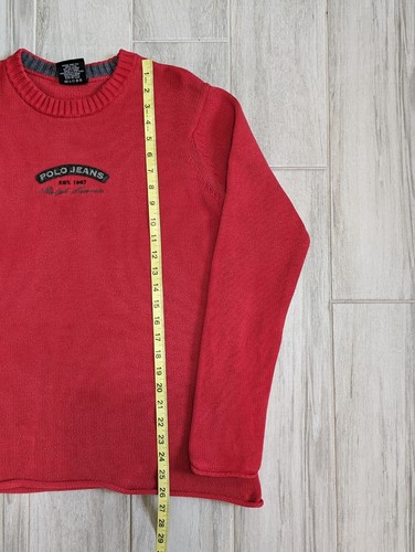 Polo Jeans Ralph Lauren Boys Size Large Sweater Pullover Cotton Red - Picture 8 of 9