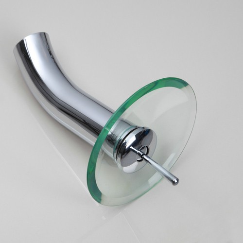 Lavabo de baño Lavabo Vidrio templado Mezclador de cascada generalizado Grifo de cromo - Imagen 8 de 10