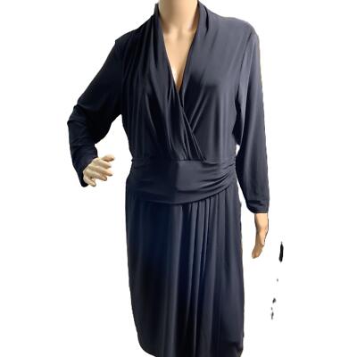 NWT Chaps Black Long Sleeve Wrap Dress Size Extra Large