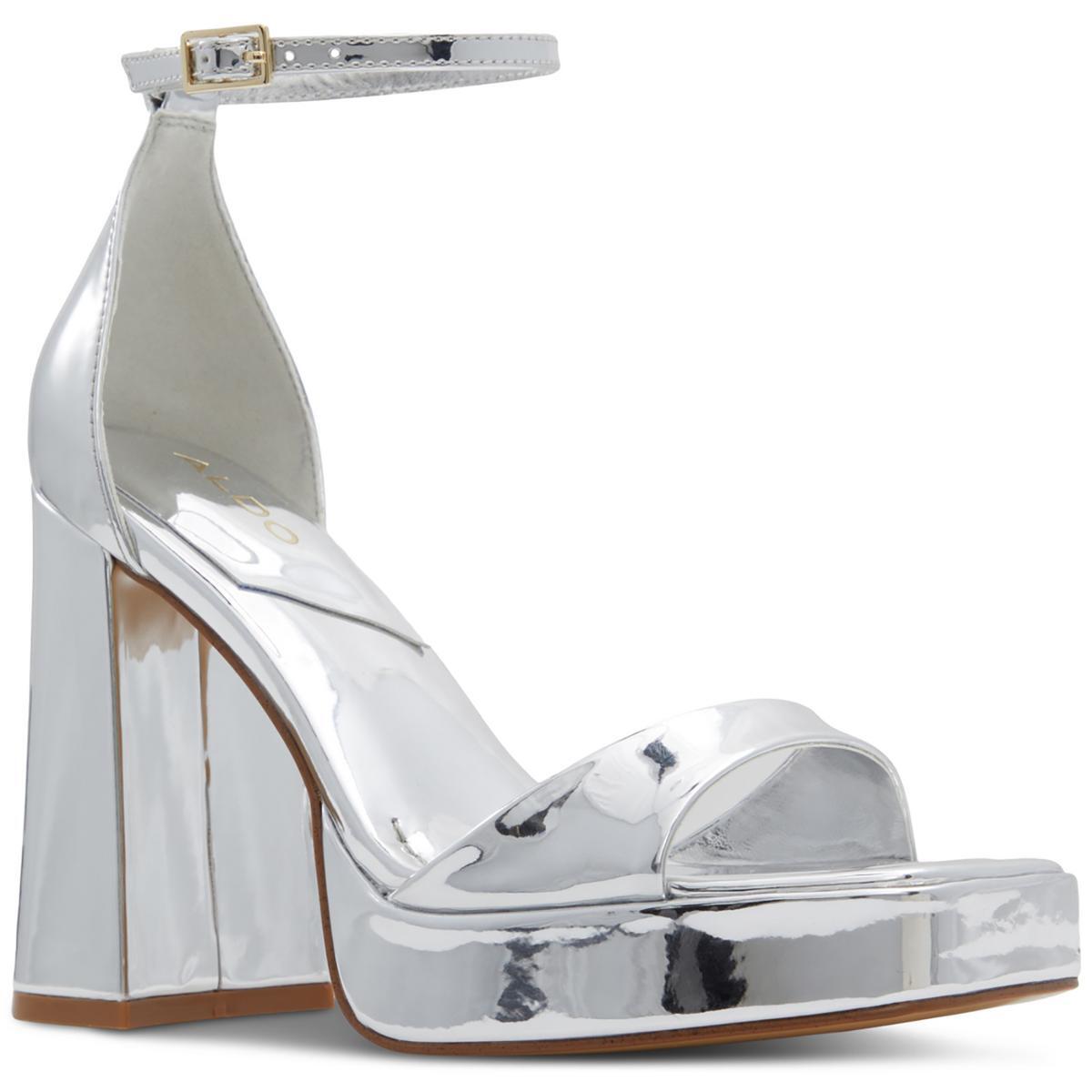 Женские туфли Aldo Montag на блочном каблуке с серебряными ремешками, 10 см, средний размер (B, M), BHFO 1996