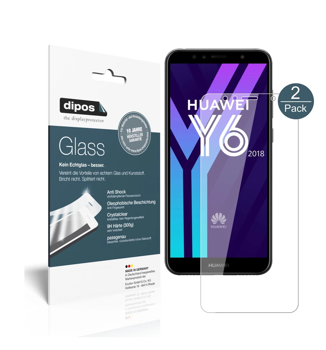 3 Pz Pellicola Idrogel 3D Per Huawei Y6 2019, Trasparente, Anti-urto, Compatibile Con Cover, Kit Pulizia Incluso