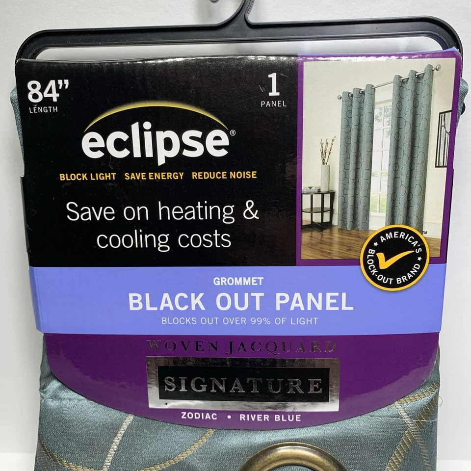 ECLIPSE Signature Grommet Blackout Panel Curtain 42” W X 84”L Zodiac River Blue - Image 2 of 4