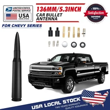 Black 50 Cal Aluminum Bullet Antenna For 2006-2023 Chevrolet Silverado 1500