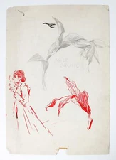 Watercolor paper Landscape Farm Orchid Study Egbert Cadmus American 1868-1939 