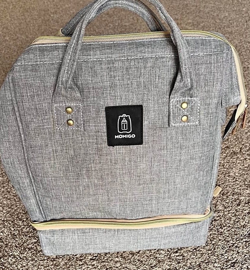 MOMIGO Large Grey Breast Pump Backpack with Cooler and Moistureproof Storage-image