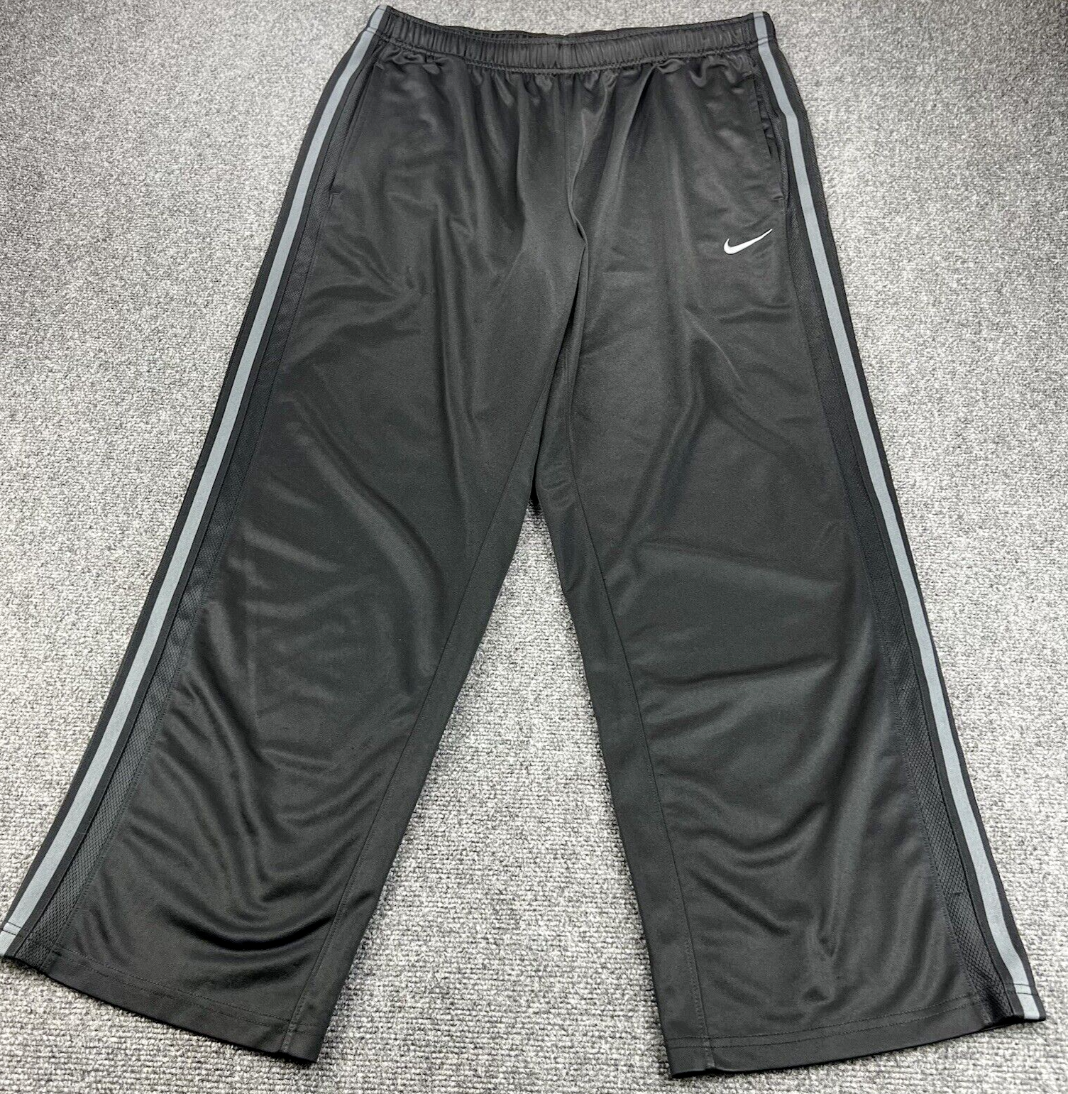 Nike Mens 2XL Black Wide Stripe Joggers with Swoosh Logo