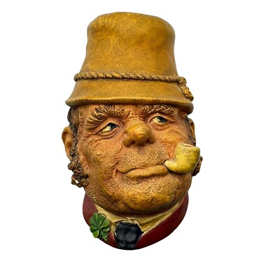 Vintage 1969 Bossons ''Paddy'' Chalkware Head England Irish Man Pipe Wall Hanger
