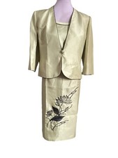 Jacques Vert Monaco Lime  Shantung Dress & Jacket 14