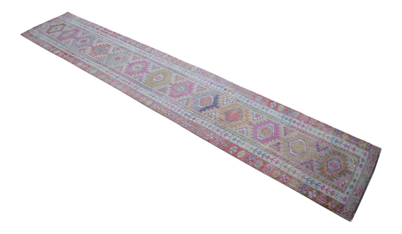 3x15 ft Runner Turkish Rug Hand Made Extra Long Hallway Rug Kitchen Decor Rug