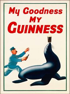 Guinness Beer for Strength Ireland Great Britain Vintage Travel Art Poster Print