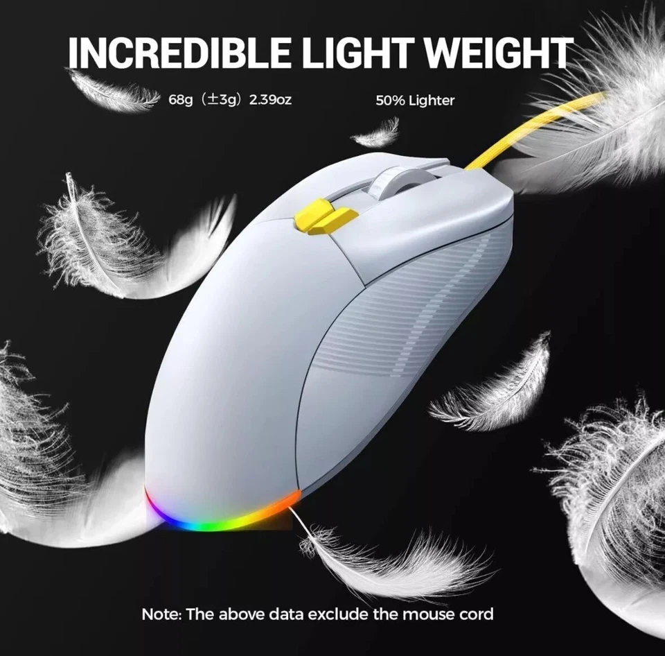 EKSA Gaming Mouse, Lightweight PC Gaming Mice, USB Wired Mouse 12400 DPI ,Mouse - Image 3 of 4