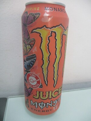 Monster Energy, Monarch, a 500 ml empty can,  Israel  edition,  Hebrew text,2023