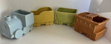 Vtg 4 pc. Shawnee Pottery S.R.R. Train Engine  Cars Planter Set 550 551 552 553
