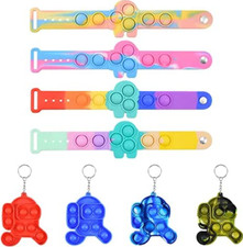 Adjustable Pop Push It Fidget Bracelet and Mini Running Keychain Total 8 Pack