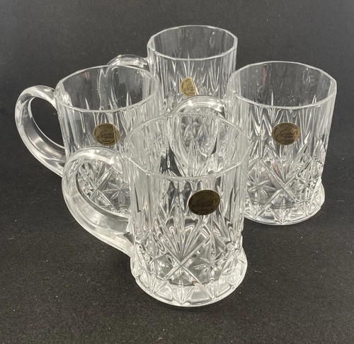 4 Cristal d"Arques Chantilly Taille Beaugency Crystal Mugs 4.1in Discontinued
