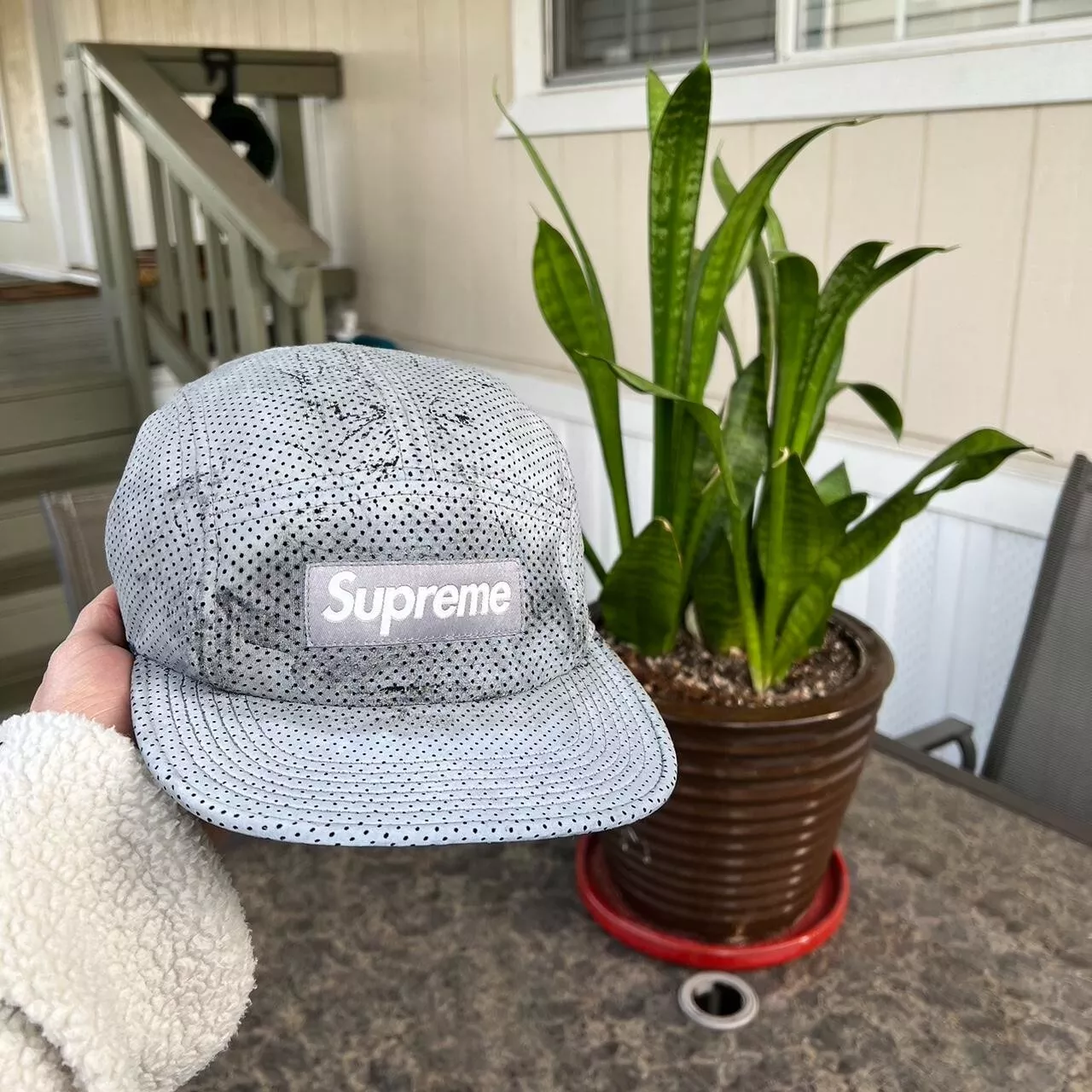 Casquette de camp réfléchissante perforée Supreme SS16 grise 3M