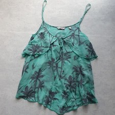 O'Neill Top Basic Blouse 34 XS Green Palm Floral Top Loose Breezy
