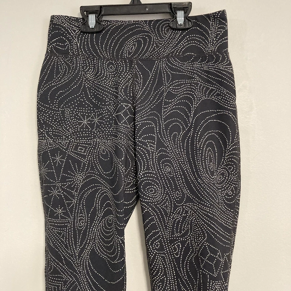 MOSSIMO SUPPLY CO WOMEN’S LEGGINGS Black w/ Geometric White Pattern size SMALL - Image 3 of 4