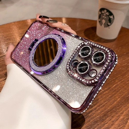 Samsung S24 FE S24 Ultra S23 S22 A55 A54 A15 Luxury Diamond Mag Safe Mirror Case - Picture 6 of 16