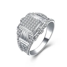 MEN'S CZ .925 STERLING SILVER ANIVERSARY WEDDING BAND RING SIZE 7-16 SAMR10