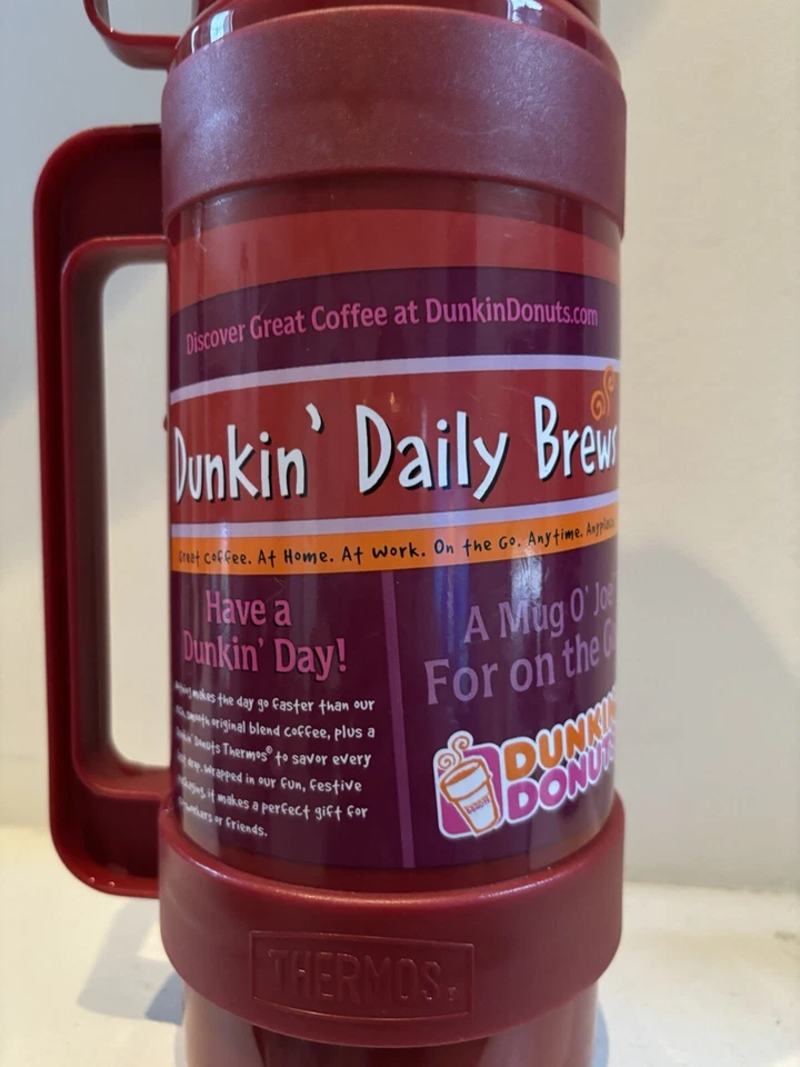 Vintage Dunkin' Donuts 32 oz.Thermos With Cup Dunkin Daily Red 3pcs - Image 3 of 4