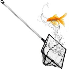 Fine Mesh Aquarium Fish Net with Extendable 9-24 Inch Stainless Steel Long