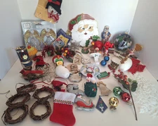 Lot of 50+ Assorted Christmas Ornaments Vintage & Mixed Materials Holiday Decor