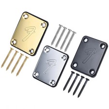 F Logo Vintage Guitar Neck Plate with 4 Screws for Fender Strat Tele Bass
