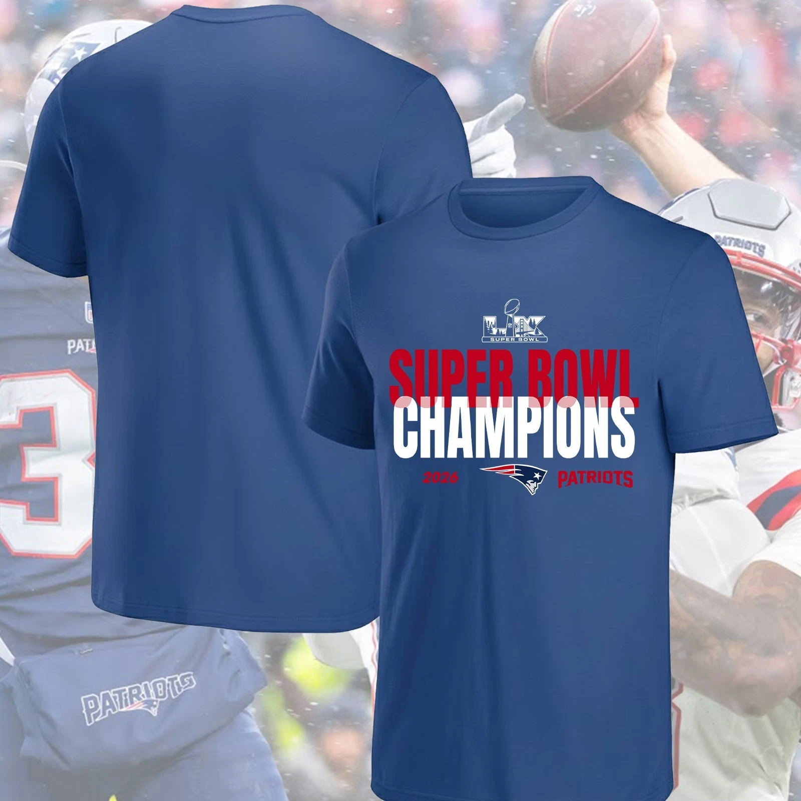 England Patriots 2026 Super Bowl LX Champions T-Shirt NE Champions For Fan