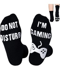 "Do Not Disturb I'm Gaming" Socks One Size Fits Most NEW Black Gift Idea