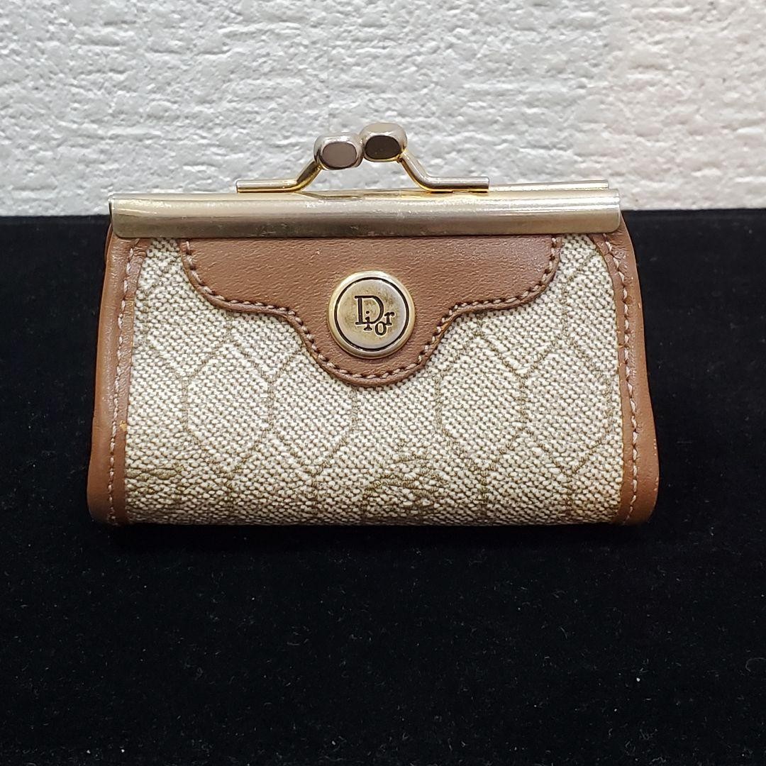 美品　Christian Dior ヴィンテージ ボンボニエール、小物入れ Rare Vintage Christian Dior Coin Purse Clasp Wallet Brown Beige
